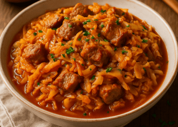 Kopūstų troškinys su mėsa – sotus ir gardus patiekalas