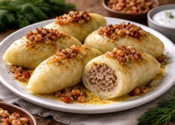 Virtų bulvių cepelinai su virta mėsa – klasikinis lietuviškas skonis