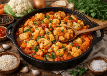 Troškinti žiediniai kopūstai su daržovėmis – sotus kaimo troškinys