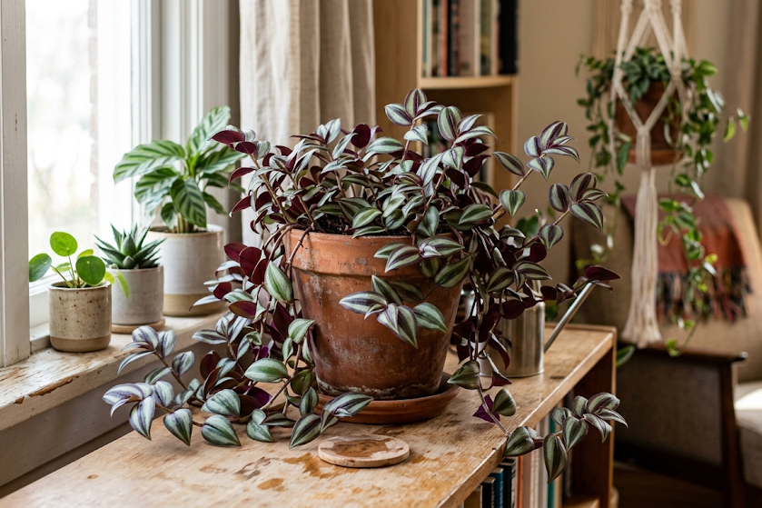 Tradeskantė: kambarinė, dvispalvė tradeskantė ir jų priežiūra