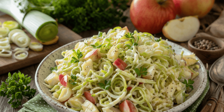 Porų salotos su obuoliais – skonis, primenantis rudenį