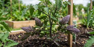 Kodėl pomidorų lapai tampa violetiniai?